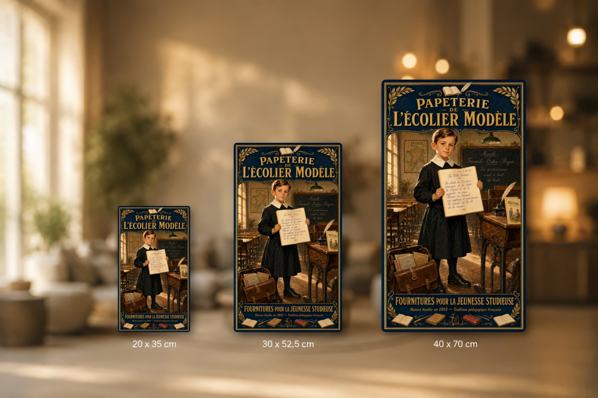 Plaques - décors mêlés #5, Affiche vintage école d’autrefois - Papeterie de l’Écolier Modèle