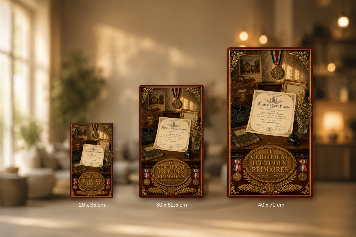 Plaques - décors mêlés #5, Affiche vintage école d’autrefois - Le Certificat d’Études Primaires