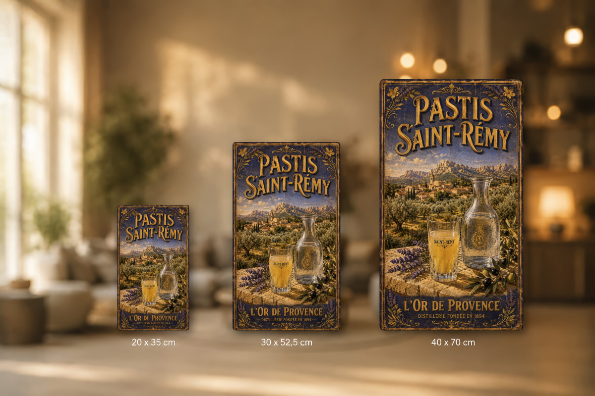 Plaques - décors mêlés #6, Affiche vintage apéritif - Pastis Saint-Rémy - L’Or de Provence