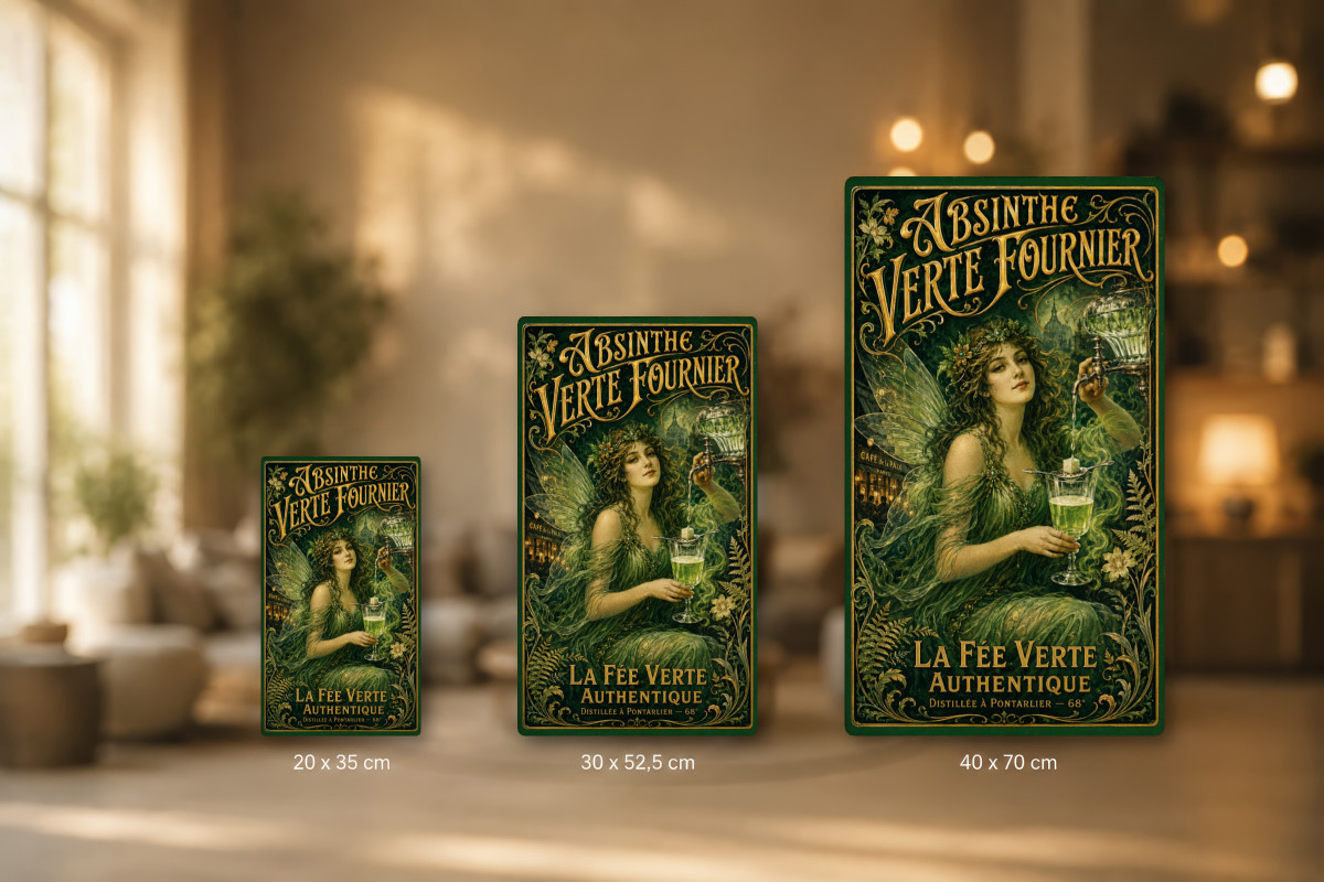 Plaques - décors mêlés #6, Affiche vintage apéritif - Absinthe Verte Fournier - La Fée Verte Authentique