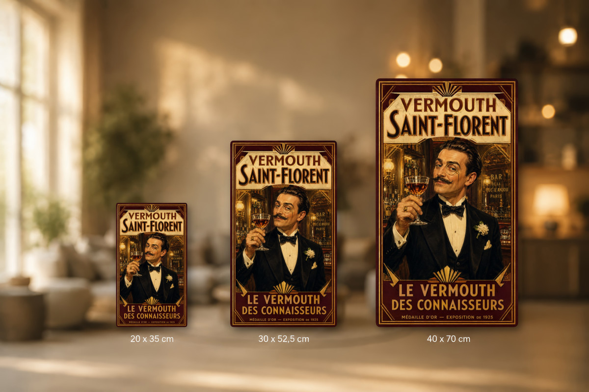 Plaques - décors mêlés #6, Affiche vintage apéritif - Vermouth Saint-Florent - Le Vermouth des Connaisseurs