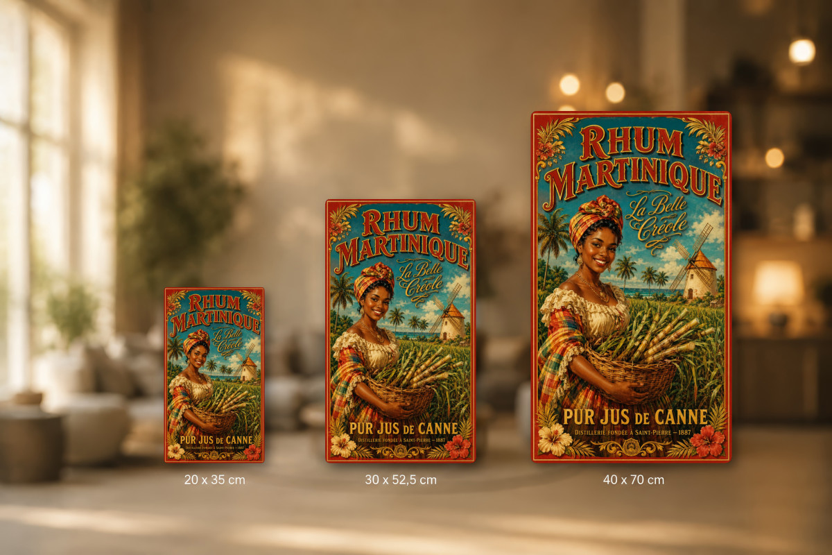 Plaques - décors mêlés #6, Affiche vintage apéritif - Rhum Martinique - La Belle Créole
