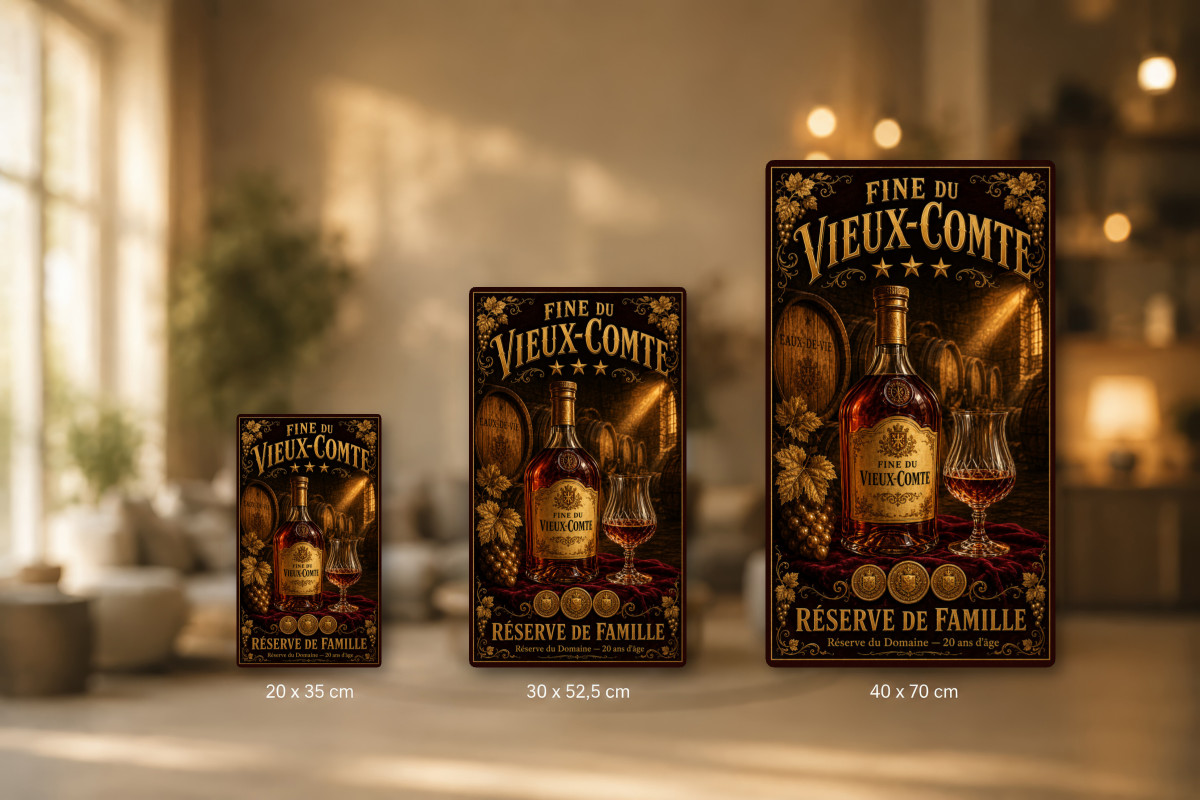 Plaques - décors mêlés #6, Affiche vintage apéritif - Fine du Vieux-Comte - Réserve de Famille