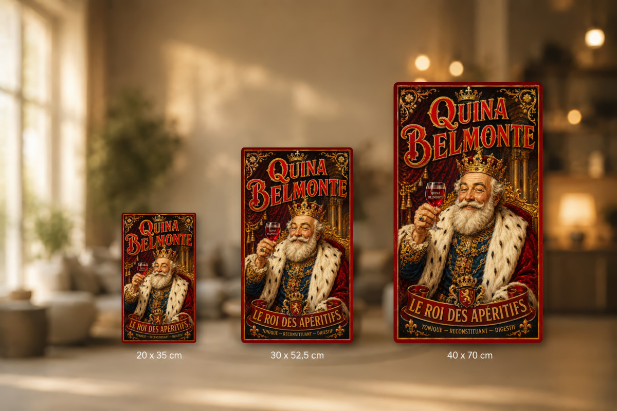 Plaques - décors mêlés #6, Affiche vintage apéritif - Quina Belmonte - Le Roi des Apéritifs