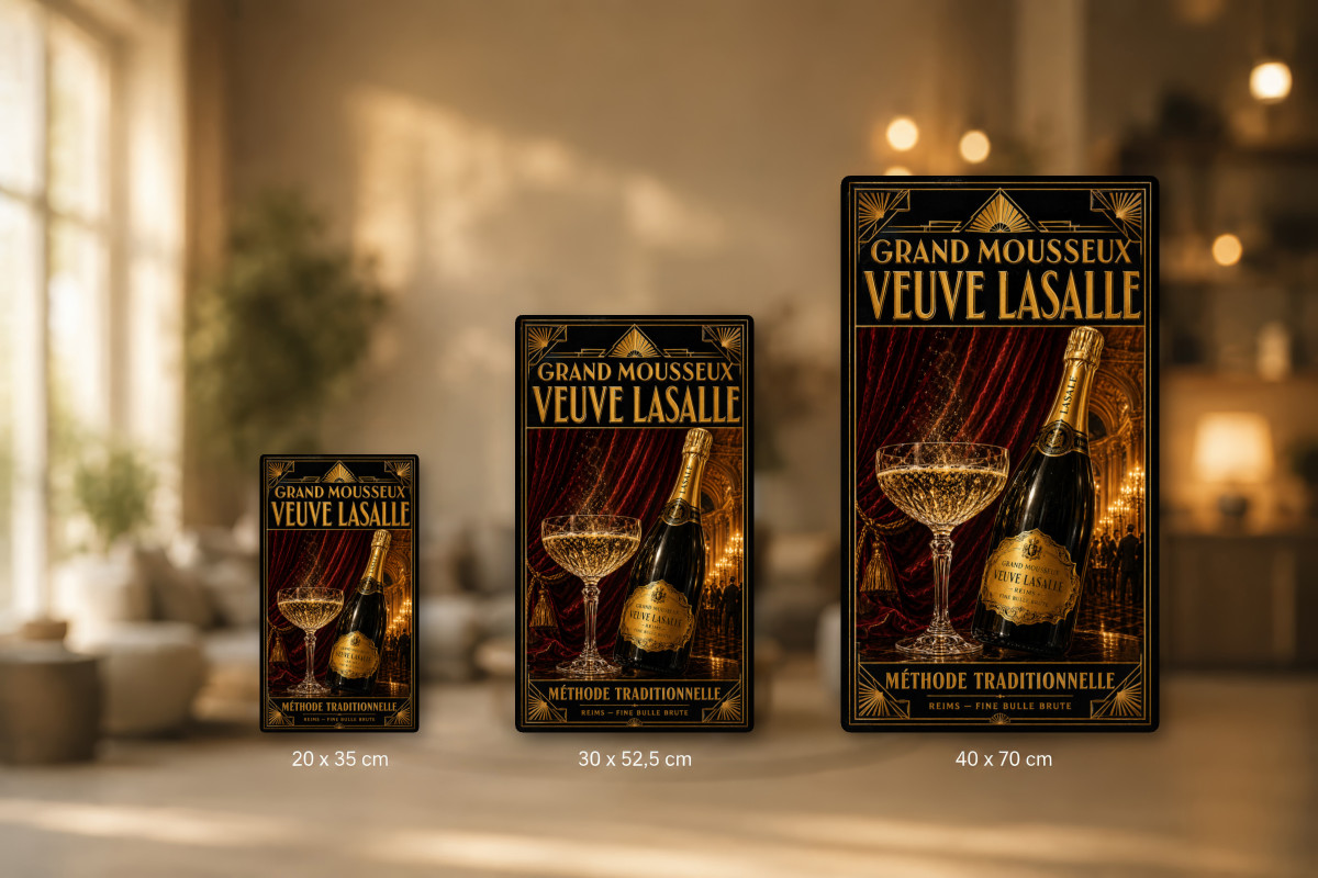 Plaques - décors mêlés #6, Affiche vintage apéritif - Grand Mousseux Veuve Lasalle - Méthode Traditionnelle