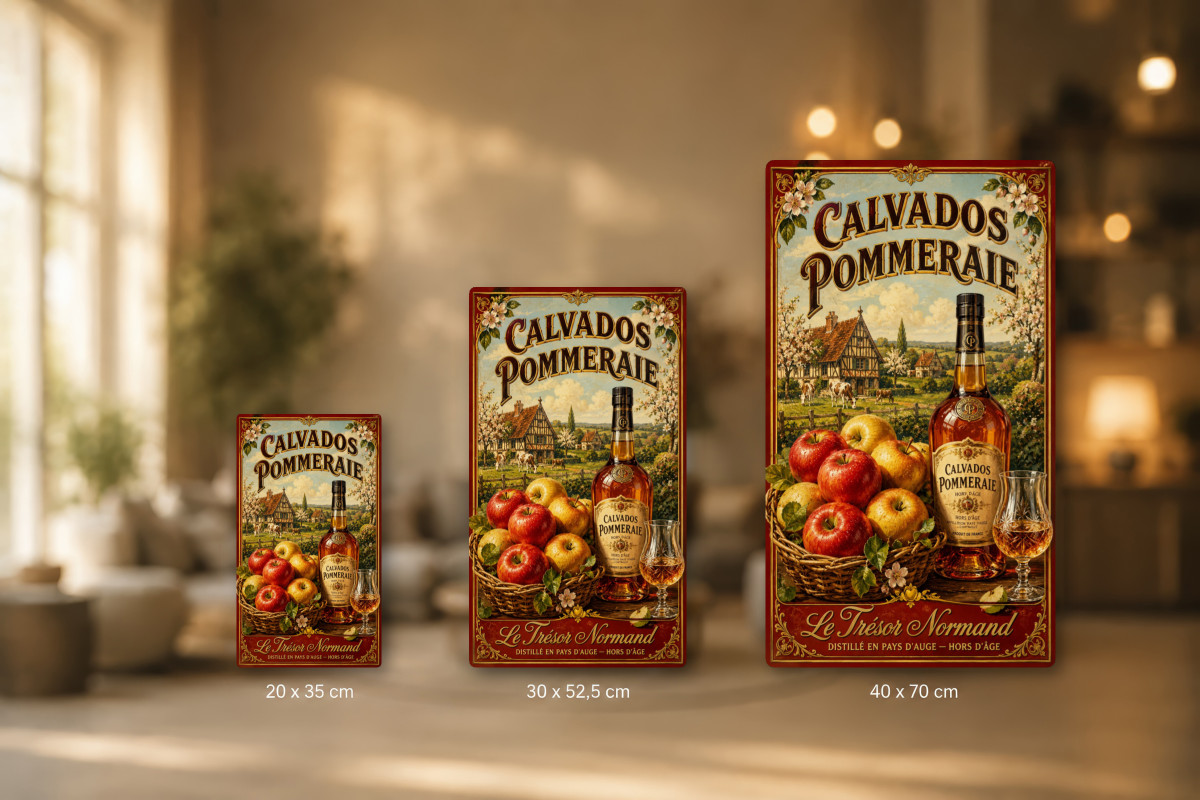 Plaques - décors mêlés #6, Affiche vintage apéritif - Calvados Pommeraie - Le Trésor Normand