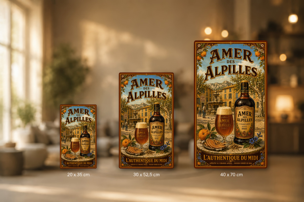 Plaques - décors mêlés #6, Affiche vintage apéritif - Amer des Alpilles - L’Authentique du Midi