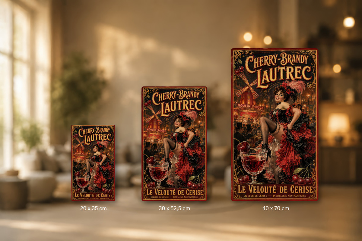 Plaques - décors mêlés #6, Affiche vintage apéritif - Cherry-Brandy Lautrec - Le Velouté de Cerise