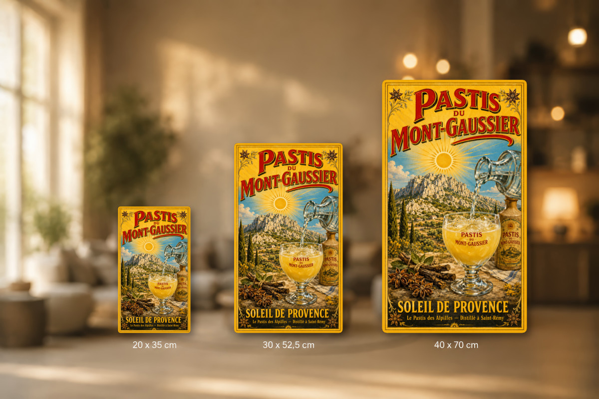 Plaques - décors mêlés #6, Affiche vintage apéritif - Pastis du Mont-Gaussier - Soleil de Provence