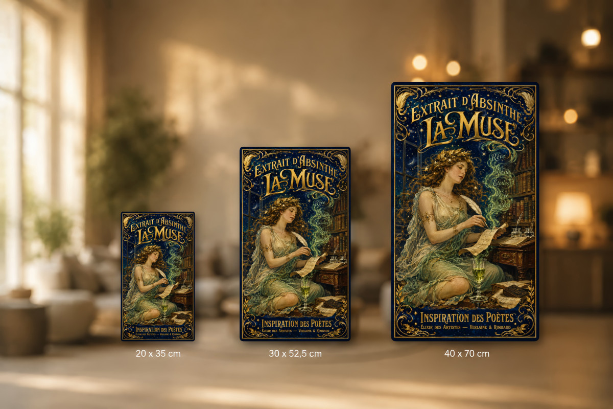 Plaques - décors mêlés #6, Affiche vintage apéritif - Extrait d’Absinthe La Muse - Inspiration des Poètes