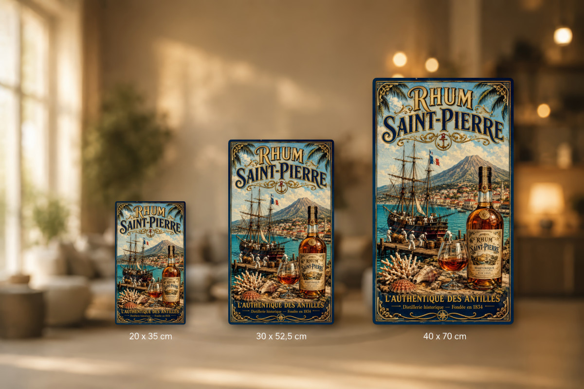 Plaques - décors mêlés #6, Affiche vintage apéritif - Rhum Saint-Pierre - L’Authentique des Antilles