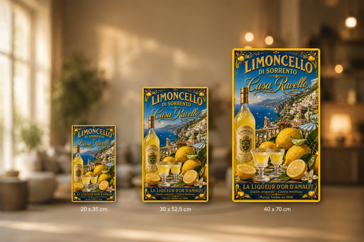Plaques - décors mêlés #6, Affiche vintage apéritif - Limoncello di Sorrento - Casa Ravello