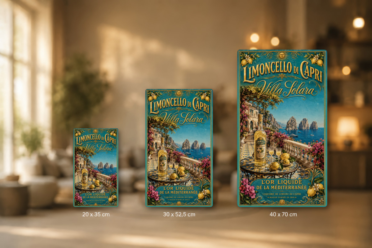 Plaques - décors mêlés #6, Affiche vintage apéritif - Limoncello di Capri - Villa Solara