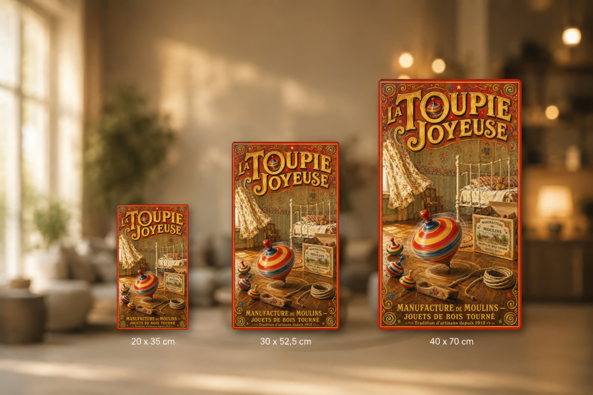 Plaques - décors mêlés #6, Affiche vintage jouets anciens - La Toupie Joyeuse