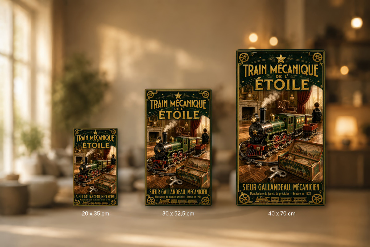 Plaques - décors mêlés #6, Affiche vintage jouets anciens - Train Mécanique de l’Étoile