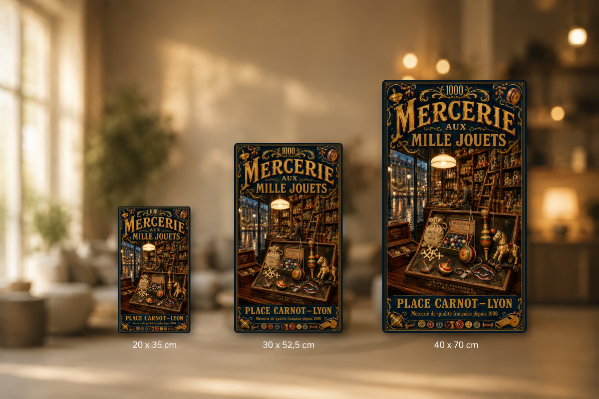 Plaques - décors mêlés #6, Affiche vintage jouets anciens - Mercerie aux Mille Jouets