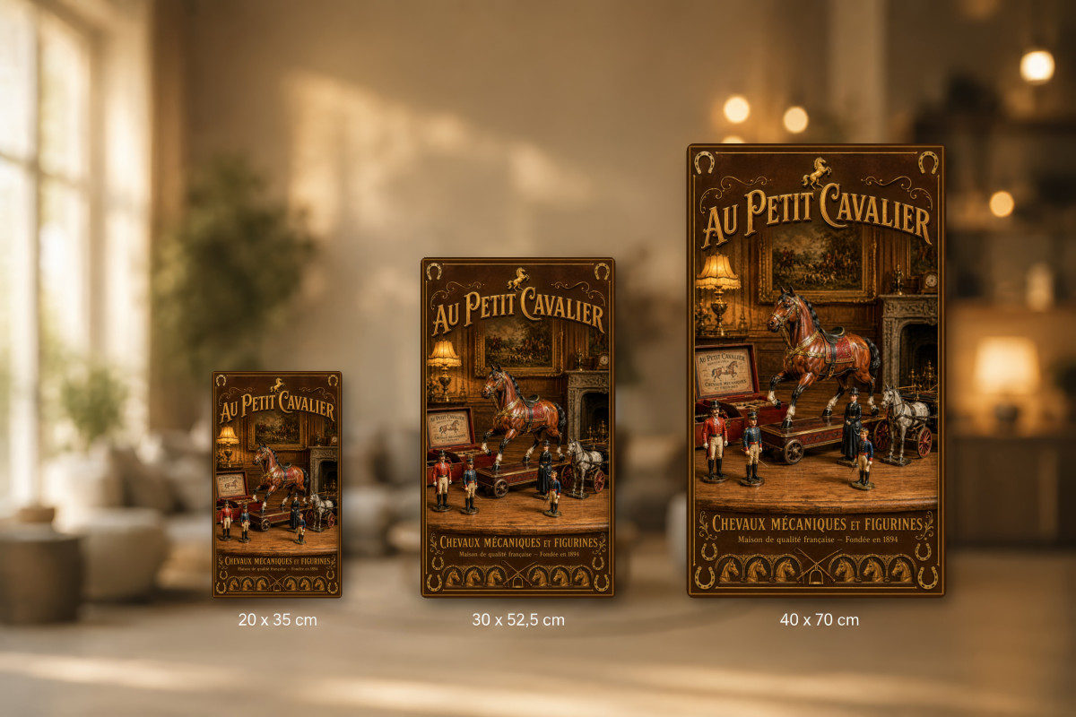 Plaques - décors mêlés #6, Affiche vintage jouets anciens - Au Petit Cavalier
