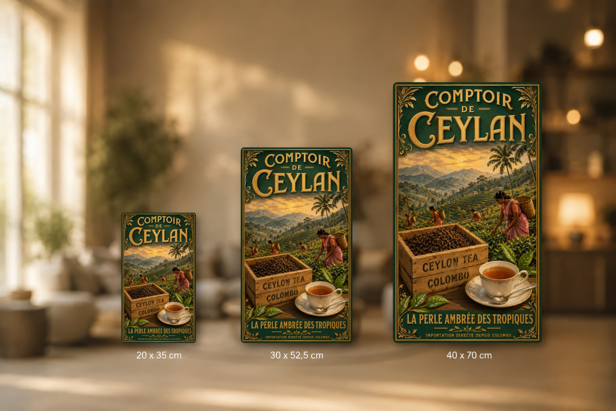 Plaques - décors mêlés #6, Affiche vintage thé - Comptoir de Ceylan