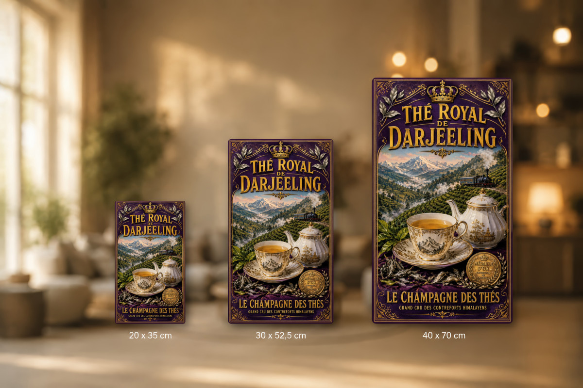 Plaques - décors mêlés #6, Affiche vintage thé - Thé Royal de Darjeeling