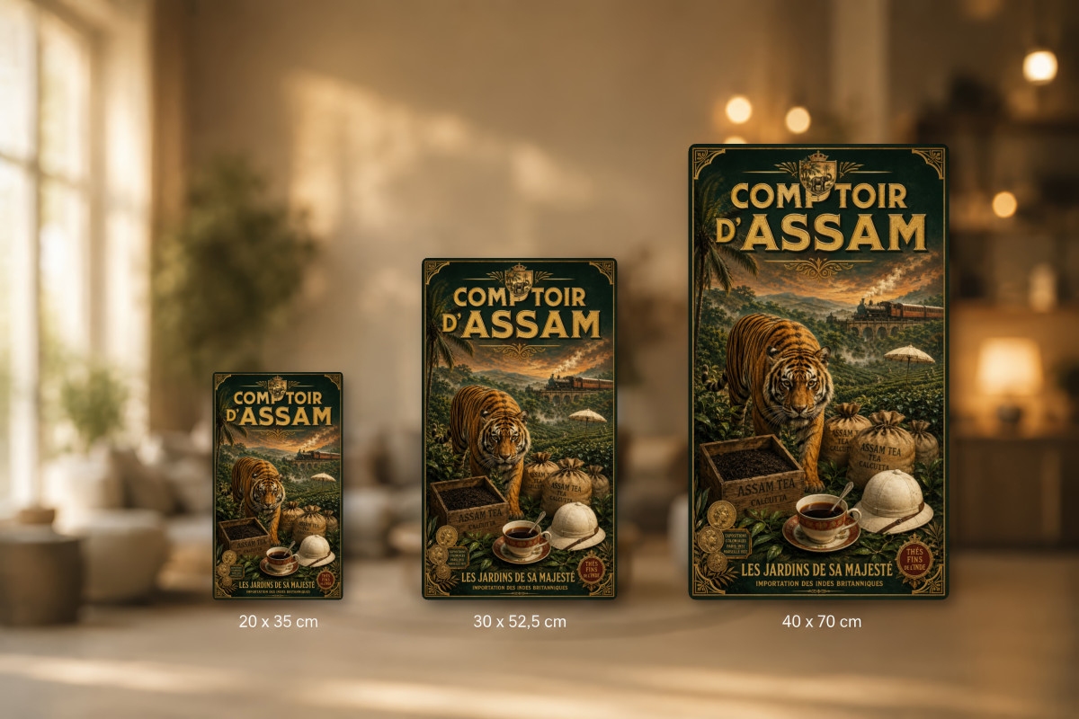 Plaques - décors mêlés #6, Affiche vintage thé - Comptoir d’Assam