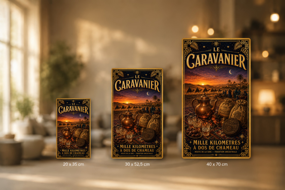Plaques - décors mêlés #6, Affiche vintage thé - Le Caravanier