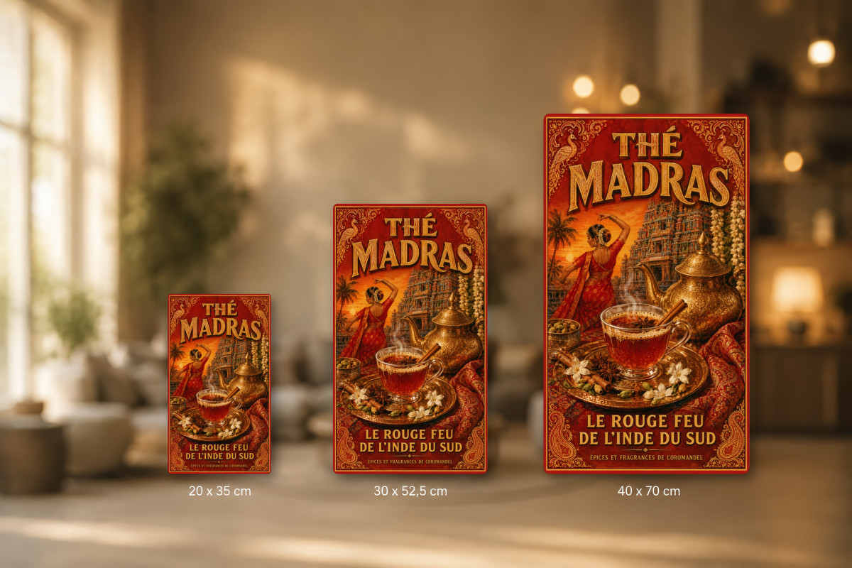 Plaques - décors mêlés #6, Affiche vintage thé - Thé Madras