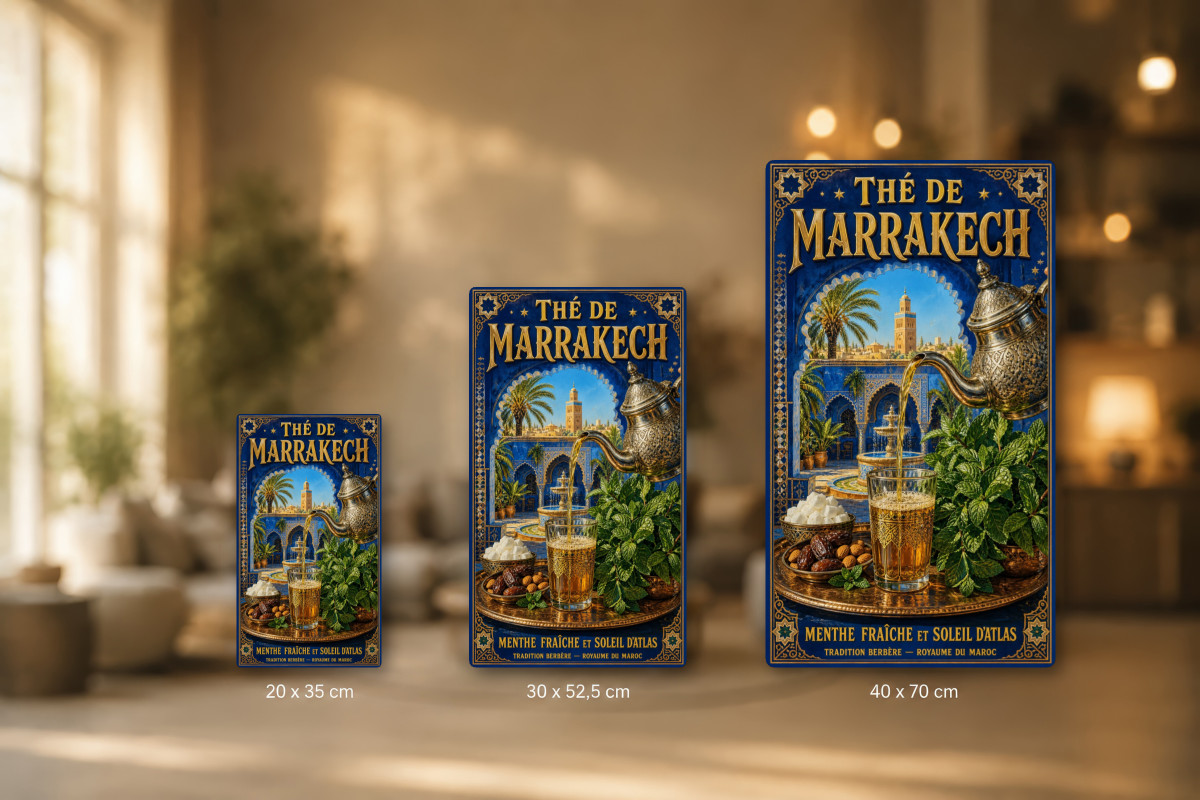 Plaques - décors mêlés #6, Affiche vintage thé - Thé de Marrakech