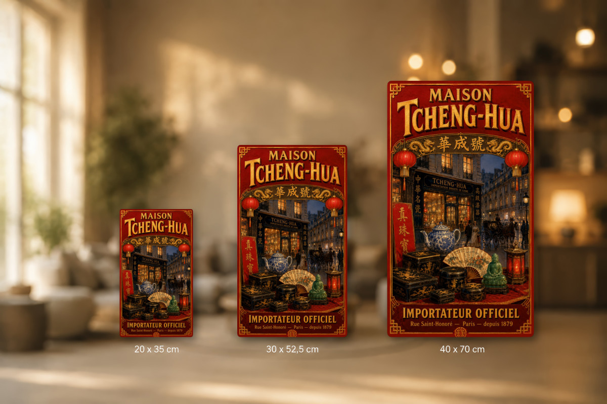 Plaques - décors mêlés #6, Affiche vintage thé - Maison Tcheng-Hua