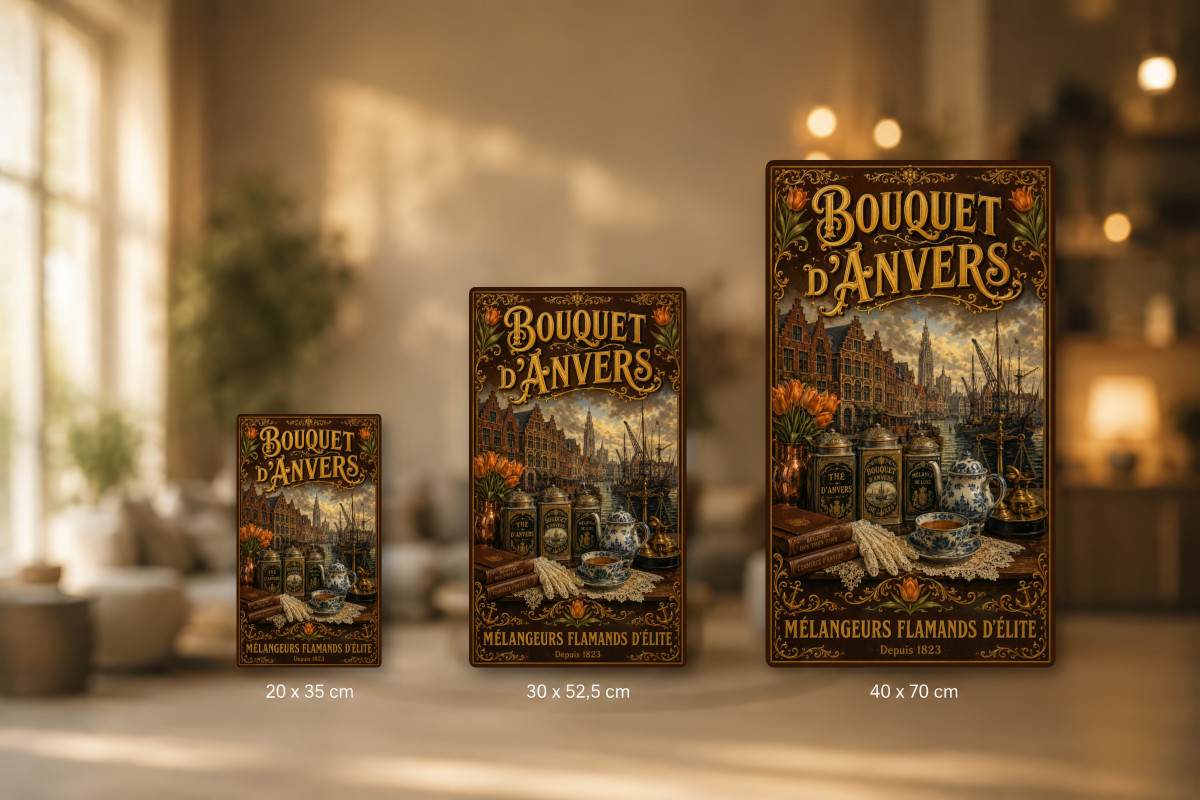 Plaques - décors mêlés #6, Affiche vintage thé - Bouquet d’Anvers