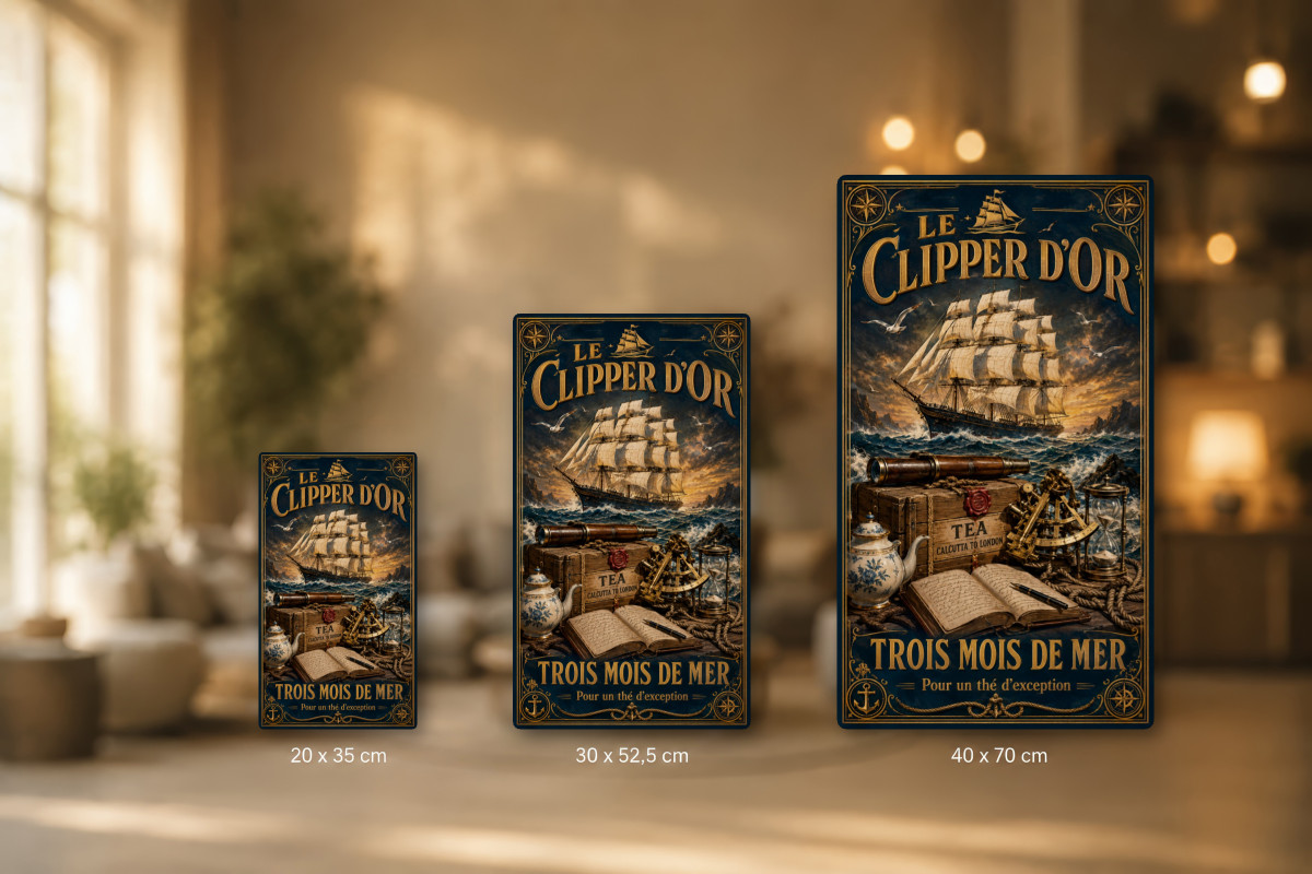 Plaques - décors mêlés #6, Affiche vintage thé - Le Clipper d’Or