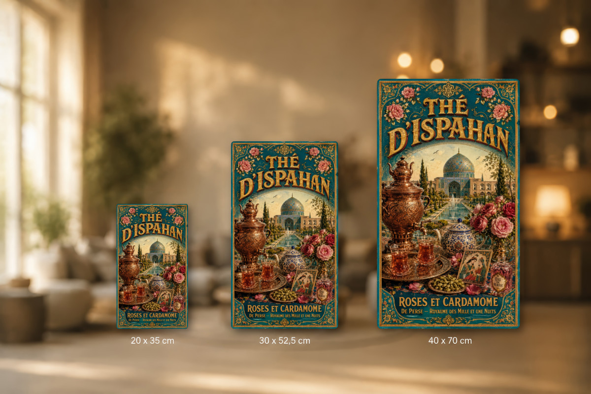 Plaques - décors mêlés #6, Affiche vintage thé - Thé d’Ispahan