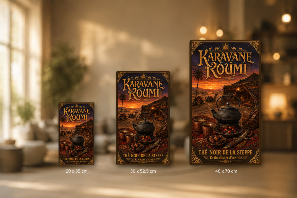 Plaques - décors mêlés #6, Affiche vintage thé - Karavane Roumi