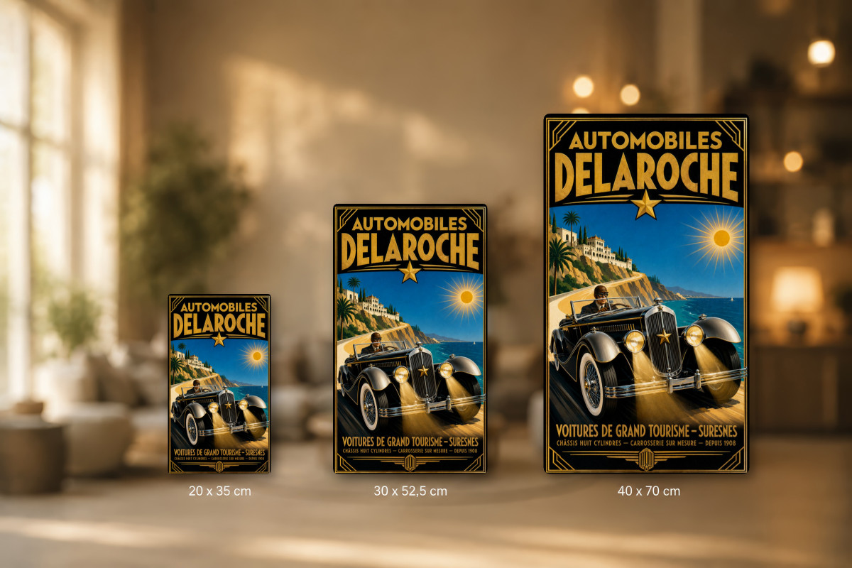 Plaques - décors mêlés #7, Affiche vintage automobile - Automobiles Delaroche