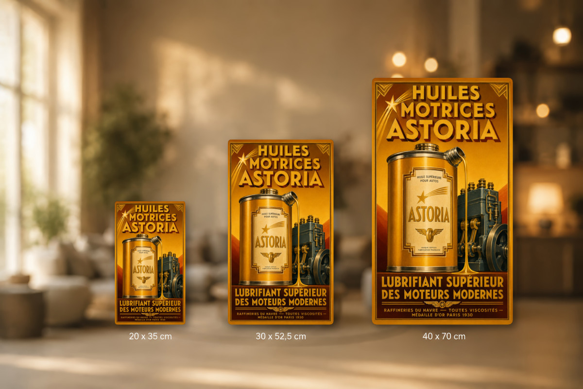 Plaques - décors mêlés #7, Affiche vintage automobile - Huiles Motrices Astoria