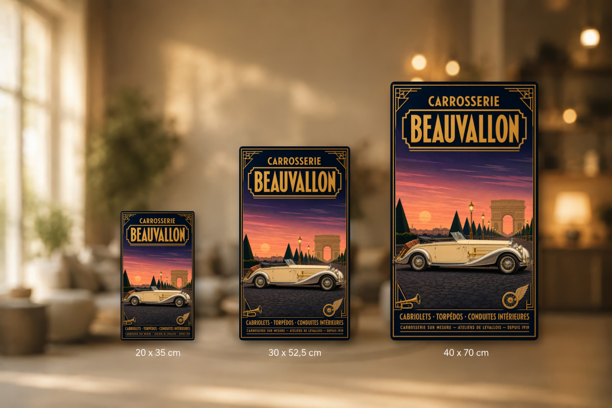 Plaques - décors mêlés #7, Affiche vintage automobile - Carrosserie Beauvallon