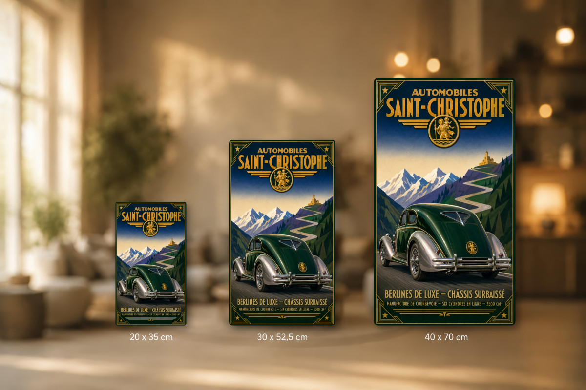 Plaques - décors mêlés #7, Affiche vintage automobile - Automobiles Saint-Christophe