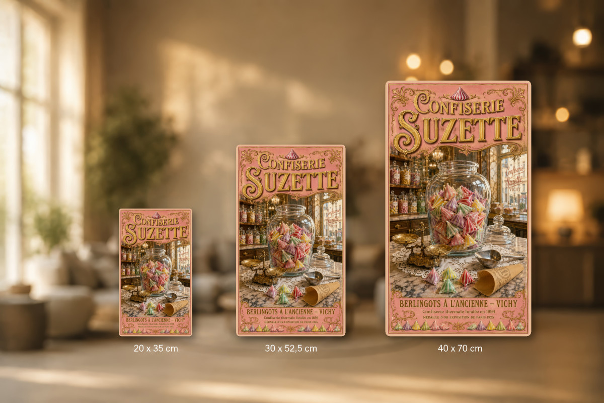 Plaques - décors mêlés #7, Affiche vintage confiserie - Confiserie Suzette