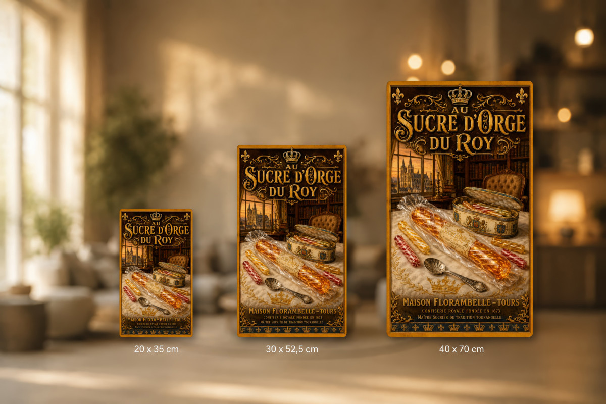Plaques - décors mêlés #7, Affiche vintage confiserie - Au Sucre d’Orge du Roy