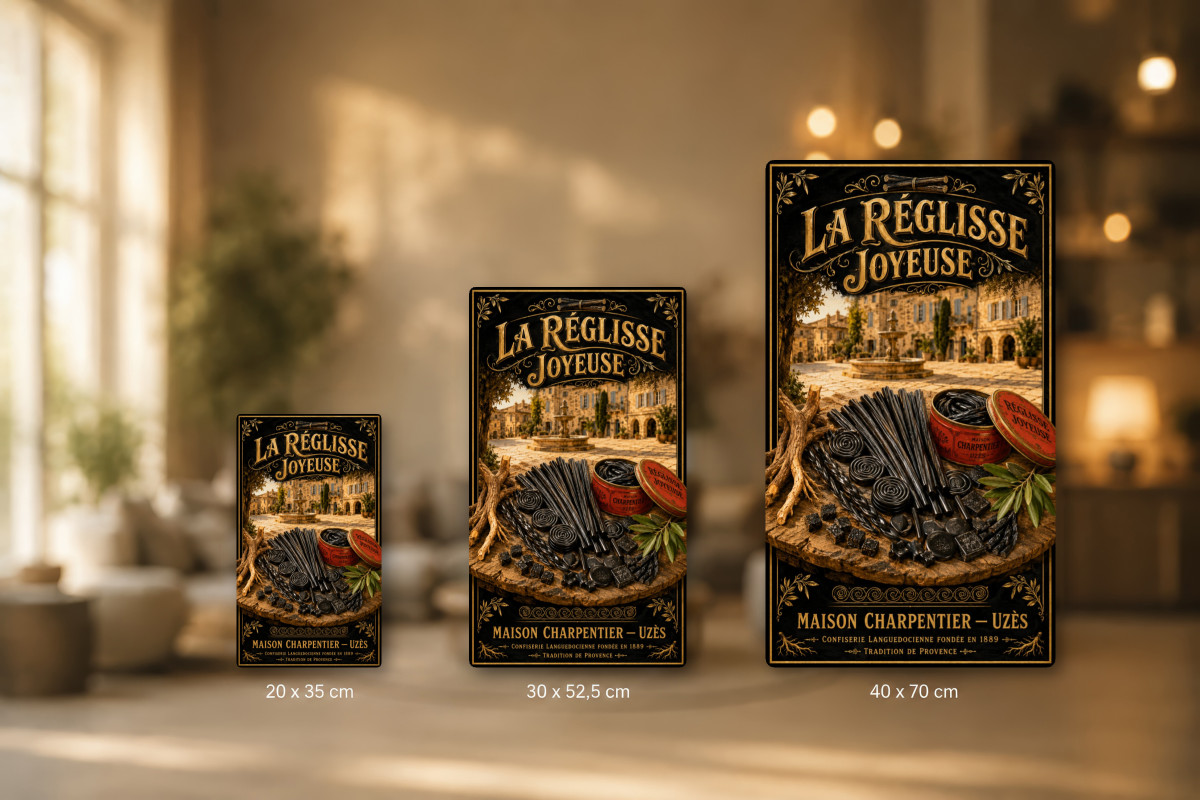 Plaques - décors mêlés #7, Affiche vintage confiserie - La Réglisse Joyeuse