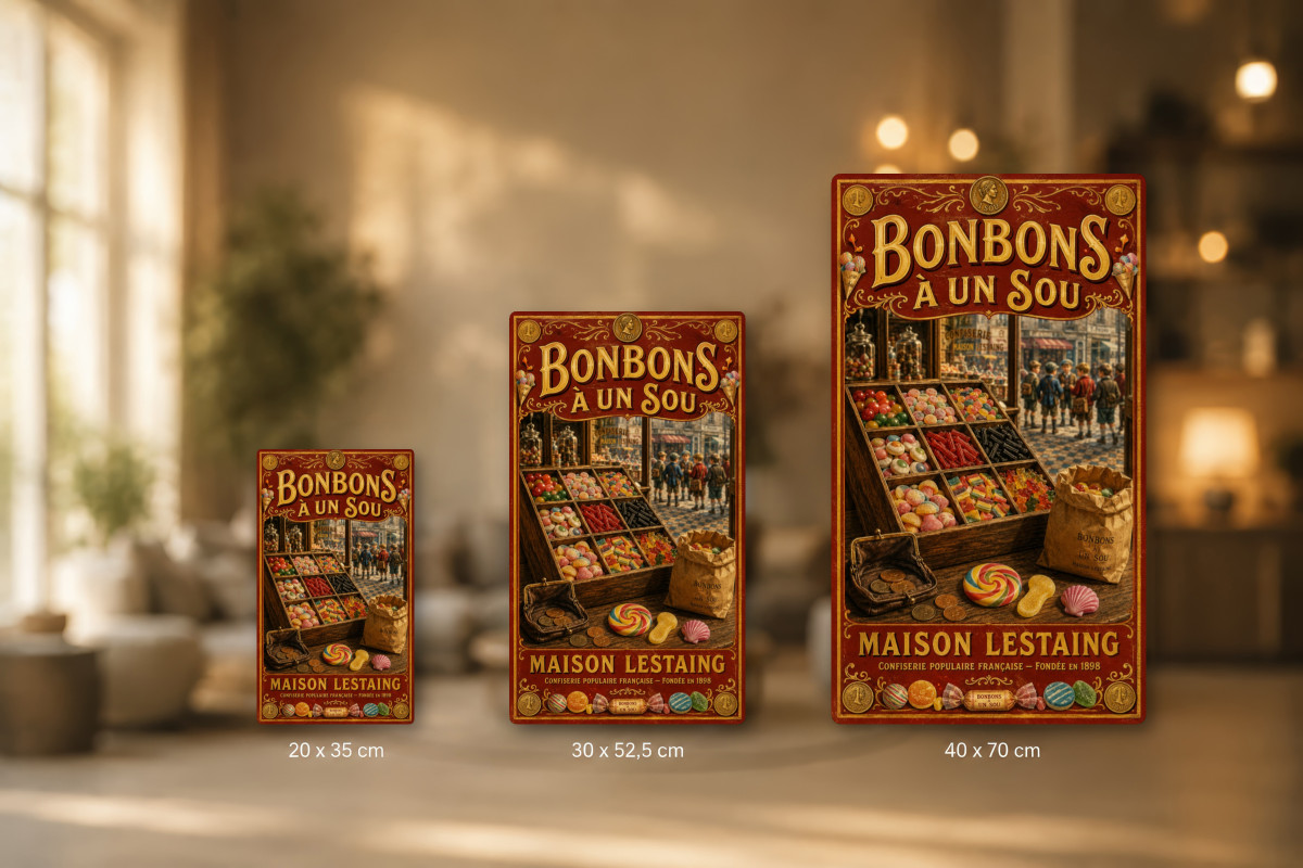 Plaques - décors mêlés #7, Affiche vintage confiserie - Bonbons à un Sou
