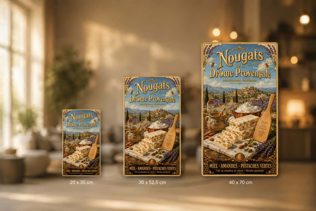 Plaques - décors mêlés #8, Affiche vintage confiserie - Nougats de la Drôme Provençale - Manufacture Vauchanaz