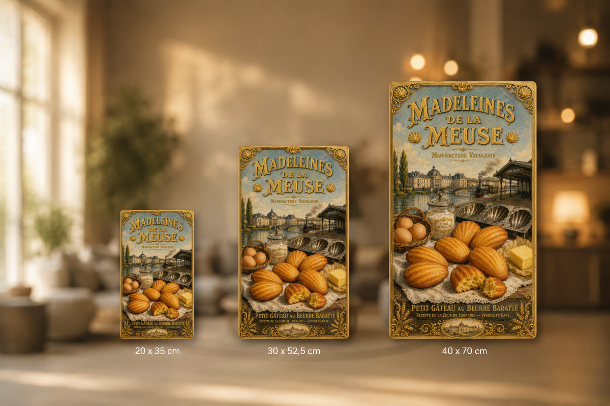 Plaques - décors mêlés #8, Affiche vintage confiserie - Madeleines de la Meuse - Manufacture Vauglerin