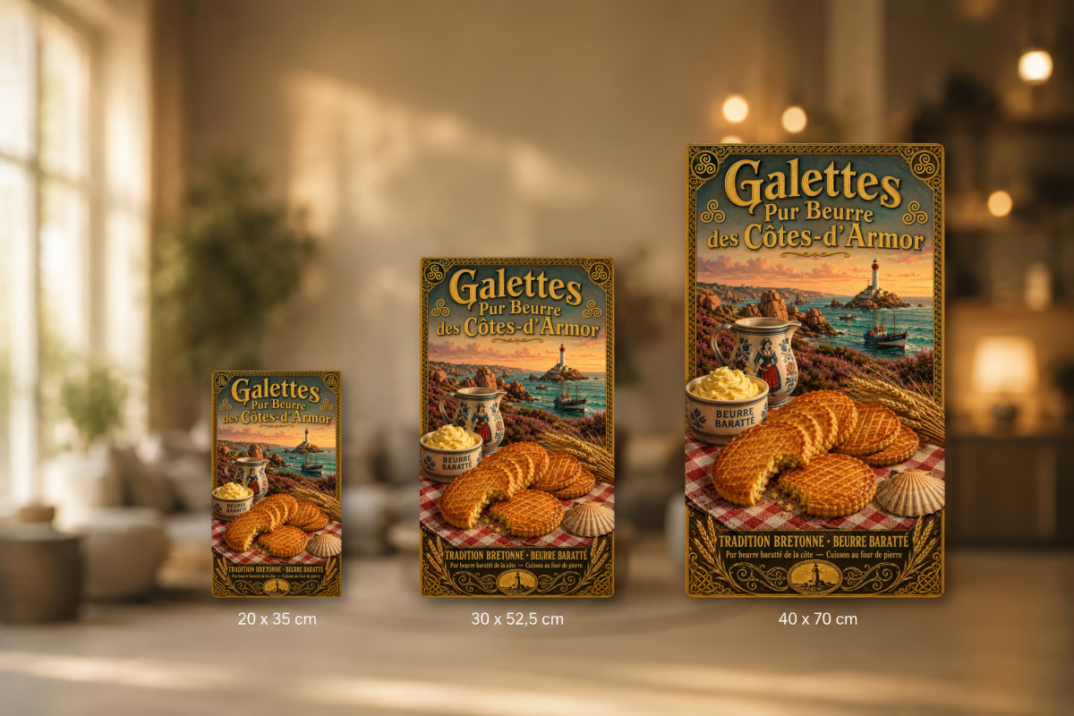 Plaques - décors mêlés #8, Affiche vintage confiserie - Galettes Pur Beurre des Côtes-d’Armor