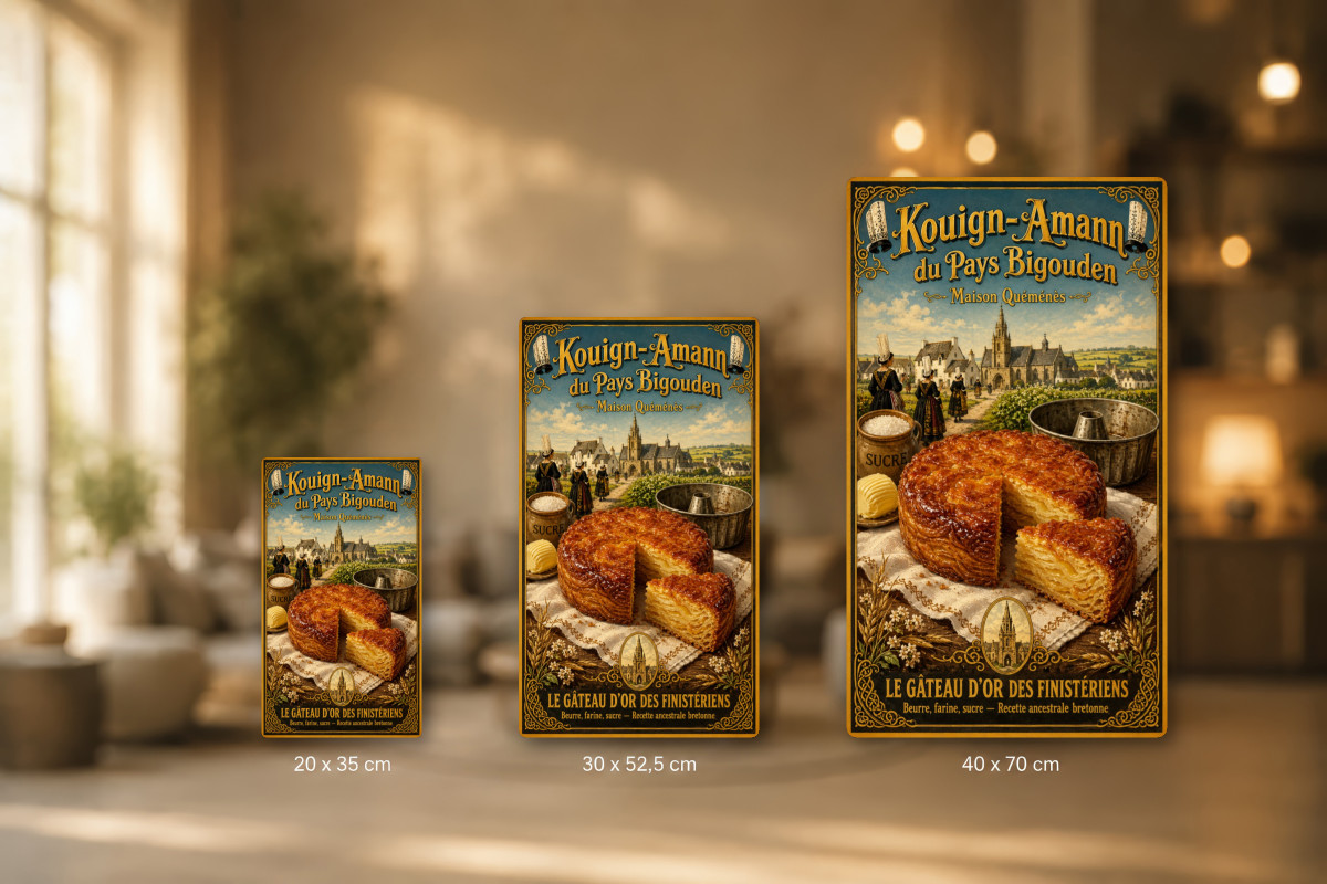 Plaques - décors mêlés #8, Affiche vintage confiserie - Kouign-Amann du Pays Bigouden - Maison Quéménès