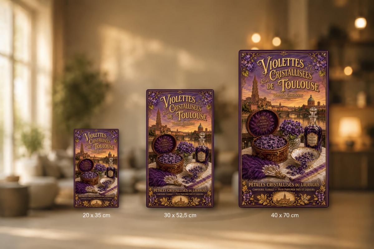 Plaques - décors mêlés #8, Affiche vintage confiserie - Violettes Cristallisées de Toulouse - Maison Garonnac