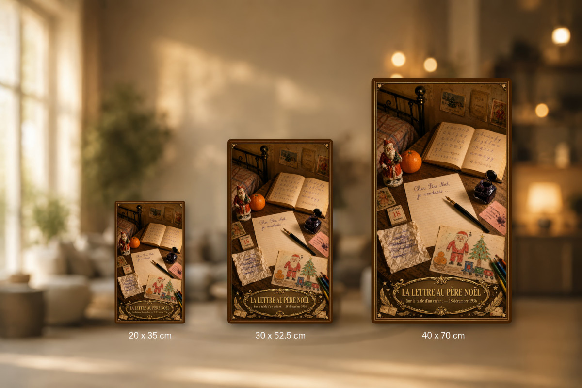 Plaques - décors mêlés #8, Affiche vintage Noël - La Lettre au Père Noël
