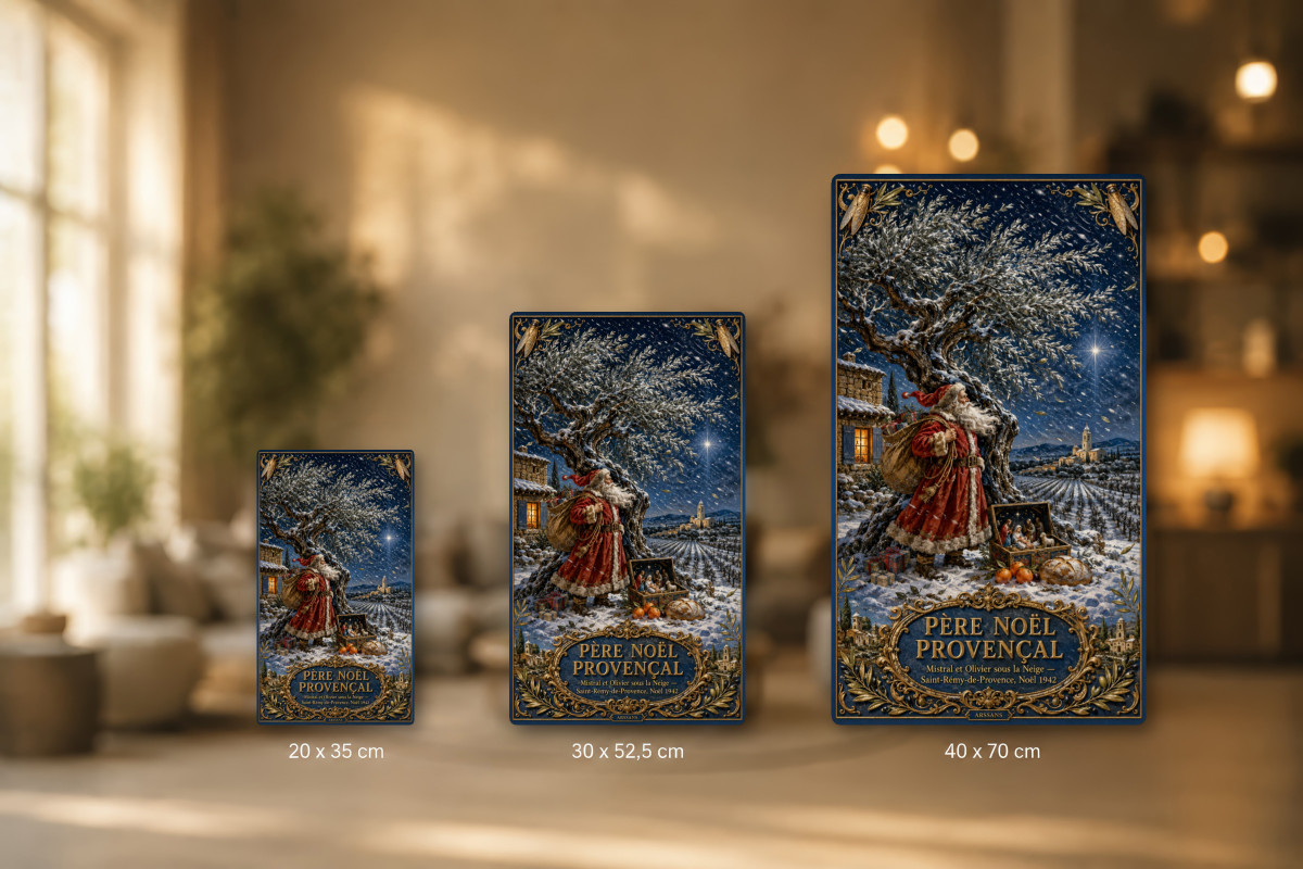 Plaques - décors mêlés #8, Affiche vintage Noël - Père Noël Provençal