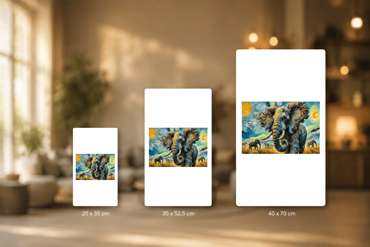 Plaques - décors mêlés #8, Affiche vintage animaux - L’Éléphant des Rêves Tourbillonnants