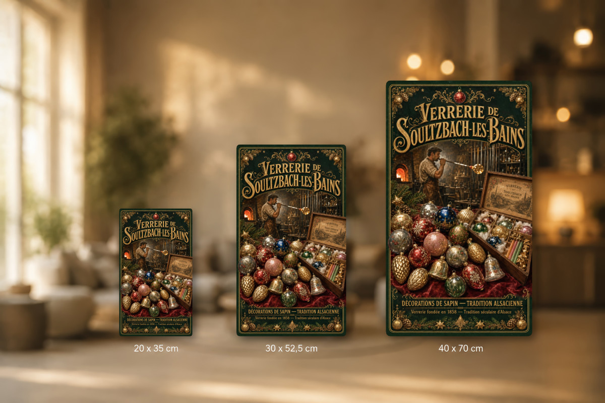 Plaques - décors mêlés #8, Affiche vintage Noël - Verrerie de Soultzbach-les-Bains