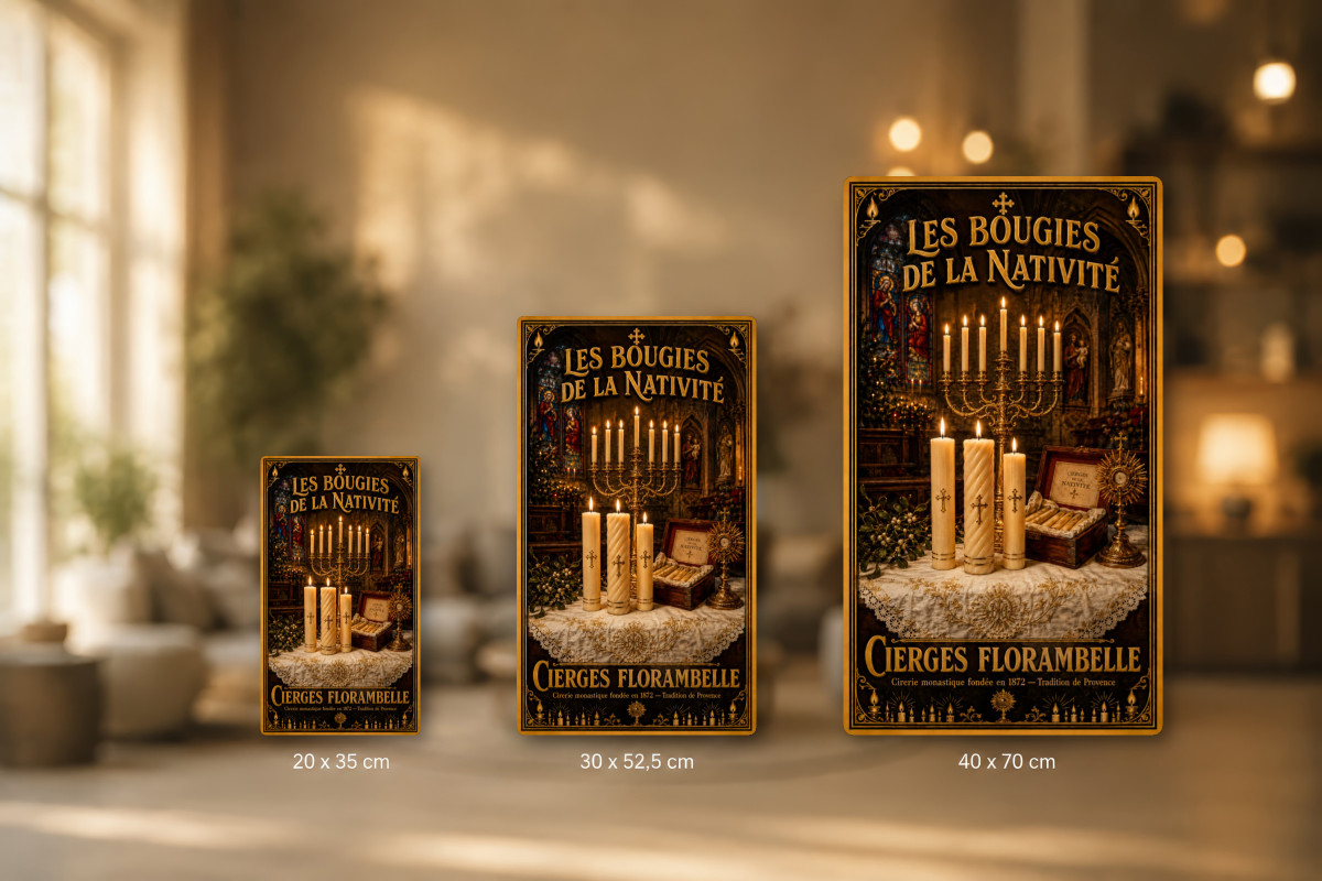 Plaques - décors mêlés #8, Affiche vintage Noël - Les Bougies de la Nativité